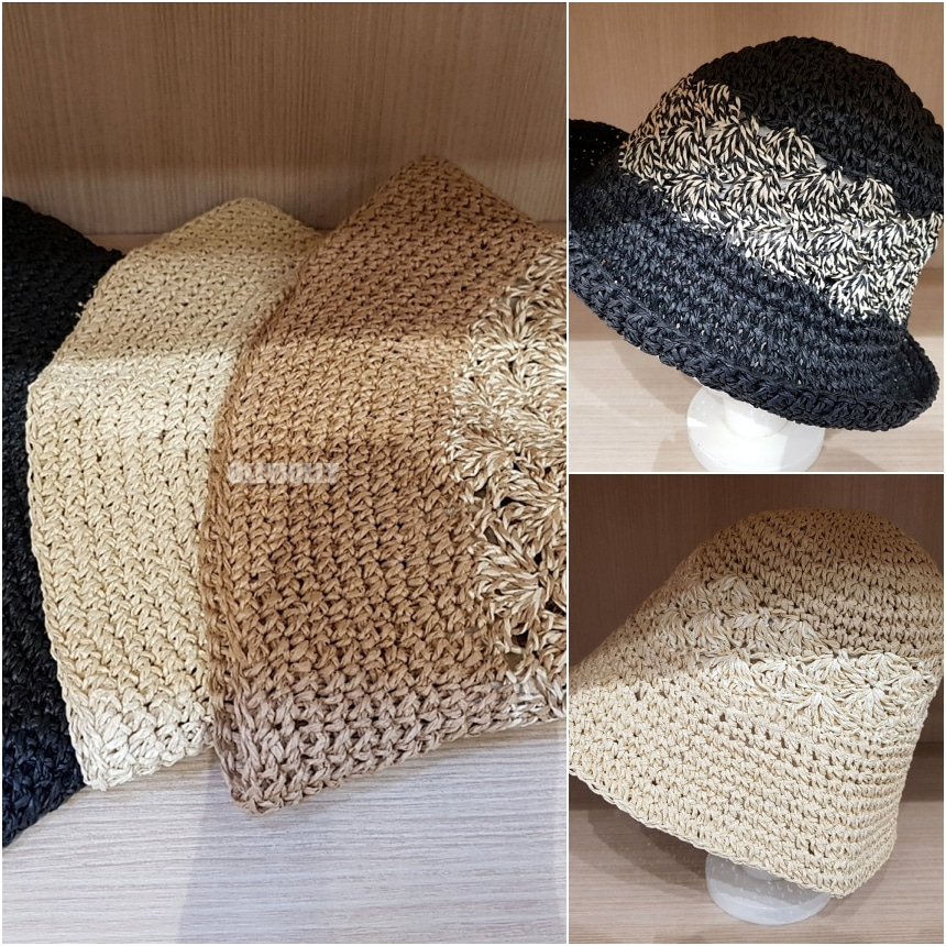 여름 블랙 밀짚 모자 망사 그물 뜨개 모자