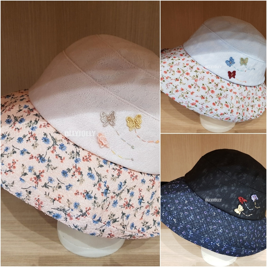 잔꽃무늬 레이스 모자 여성스러운 예쁜 엄마 여름 모자